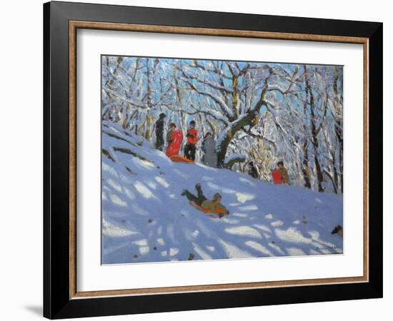 Sledging in Allestree Woods, 2011-Andrew Macara-Framed Giclee Print