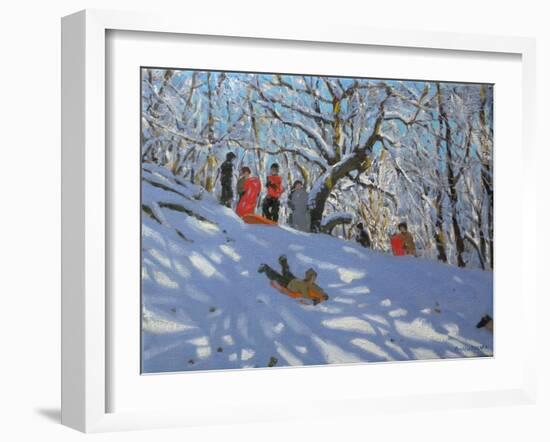 Sledging in Allestree Woods, 2011-Andrew Macara-Framed Giclee Print