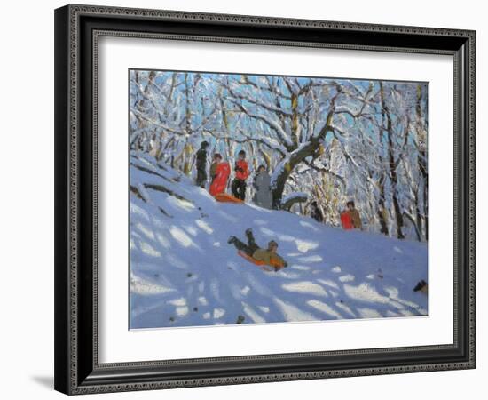 Sledging in Allestree Woods, 2011-Andrew Macara-Framed Giclee Print