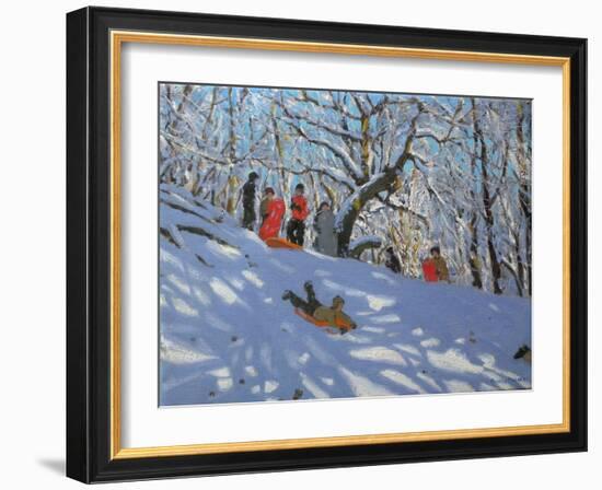 Sledging in Allestree Woods, 2011-Andrew Macara-Framed Giclee Print