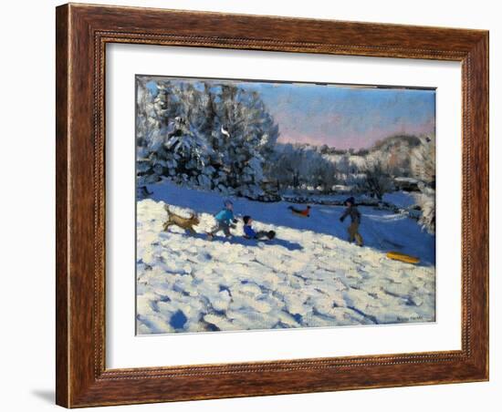 Sledging Near Youlgreave, Derbyshire-Andrew Macara-Framed Giclee Print