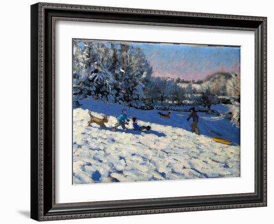 Sledging Near Youlgreave, Derbyshire-Andrew Macara-Framed Giclee Print