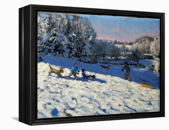 Sledging Near Youlgreave, Derbyshire-Andrew Macara-Framed Premier Image Canvas