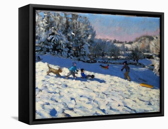 Sledging Near Youlgreave, Derbyshire-Andrew Macara-Framed Premier Image Canvas