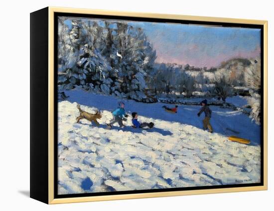 Sledging Near Youlgreave, Derbyshire-Andrew Macara-Framed Premier Image Canvas