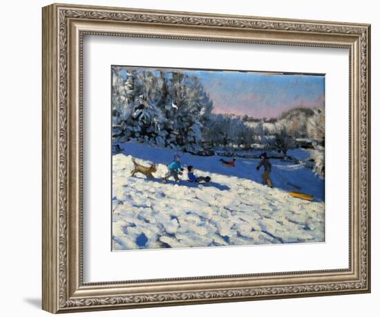 Sledging Near Youlgreave, Derbyshire-Andrew Macara-Framed Giclee Print