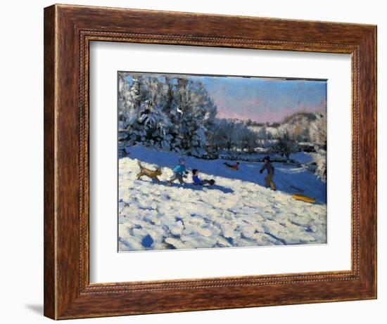 Sledging Near Youlgreave, Derbyshire-Andrew Macara-Framed Giclee Print