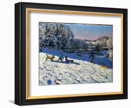 Sledging Near Youlgreave, Derbyshire-Andrew Macara-Framed Giclee Print