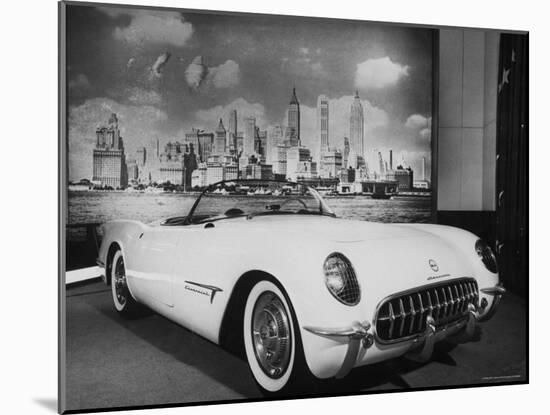 Sleek New Chevrolet Corvette Standing in Show Room-Eliot Elisofon-Mounted Photographic Print