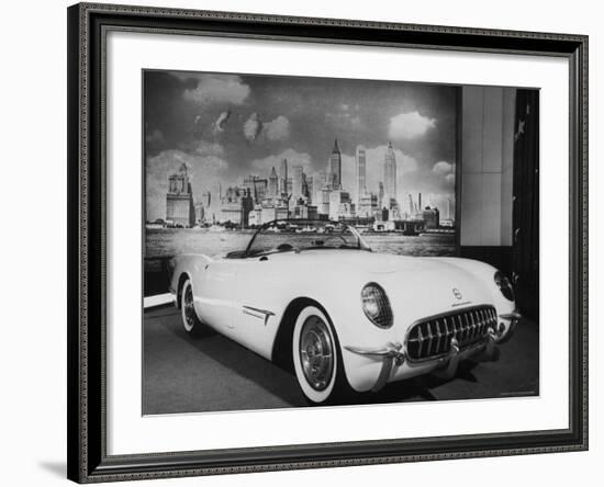 Sleek New Chevrolet Corvette Standing in Show Room-Eliot Elisofon-Framed Photographic Print