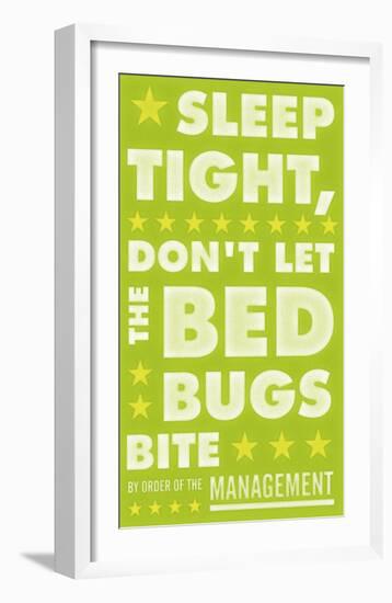 Sleep Tight, Don't Let The Bedbugs Bite (green & white)-John Golden-Framed Art Print