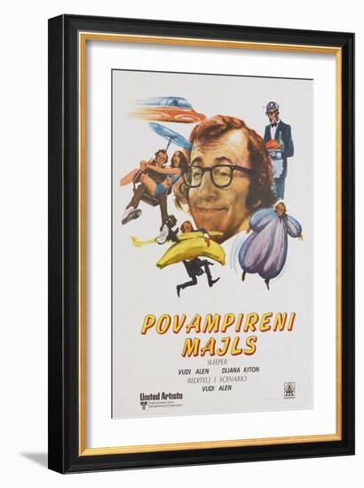 Sleeper, (aka Povampireni Majls), Yugoslavian poster, Woody Allen, 1973-null-Framed Art Print