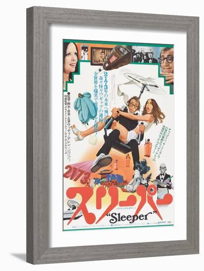 Sleeper, Japanese poster, Diane Keaton, Woody Allen, 1973-null-Framed Art Print