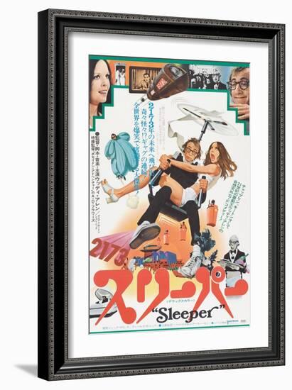 Sleeper, Japanese poster, Diane Keaton, Woody Allen, 1973-null-Framed Art Print