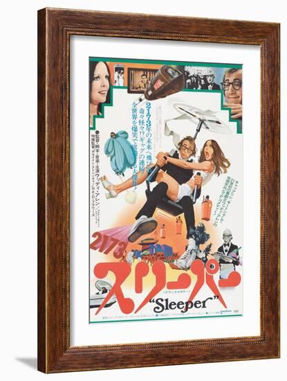 Sleeper, Japanese poster, Diane Keaton, Woody Allen, 1973-null-Framed Premium Giclee Print