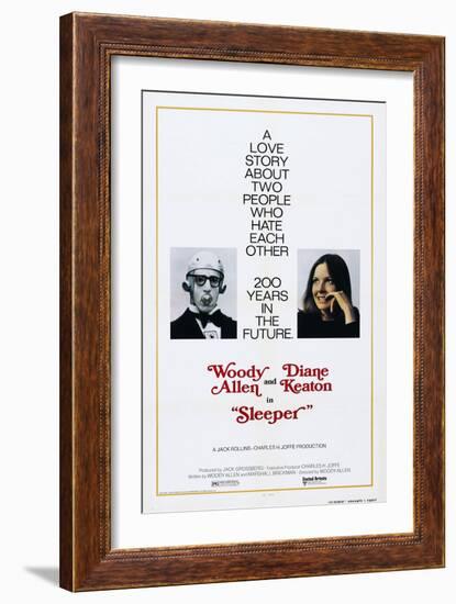 Sleeper, US poster, Woody Allen, Diane Keaton, 1973-null-Framed Art Print