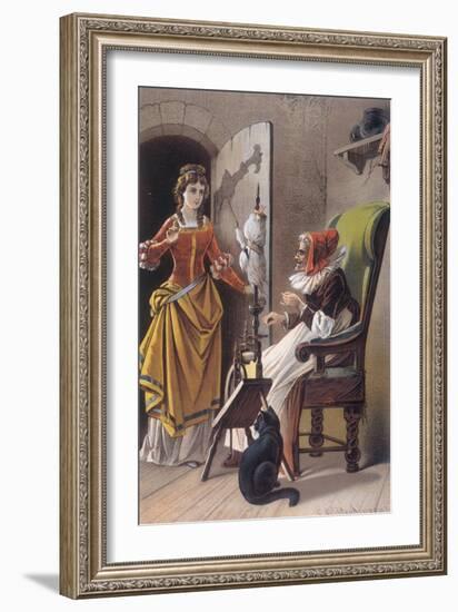 Sleeping Beauty: Aged 15, The Princess Meets an Old Woman Spinning-Carl Offterdinger-Framed Giclee Print