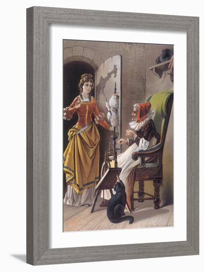 Sleeping Beauty: Aged 15, The Princess Meets an Old Woman Spinning-Carl Offterdinger-Framed Giclee Print