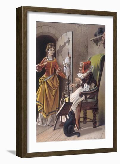 Sleeping Beauty: Aged 15, The Princess Meets an Old Woman Spinning-Carl Offterdinger-Framed Giclee Print