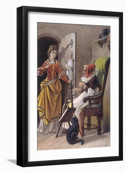 Sleeping Beauty: Aged 15, The Princess Meets an Old Woman Spinning-Carl Offterdinger-Framed Giclee Print