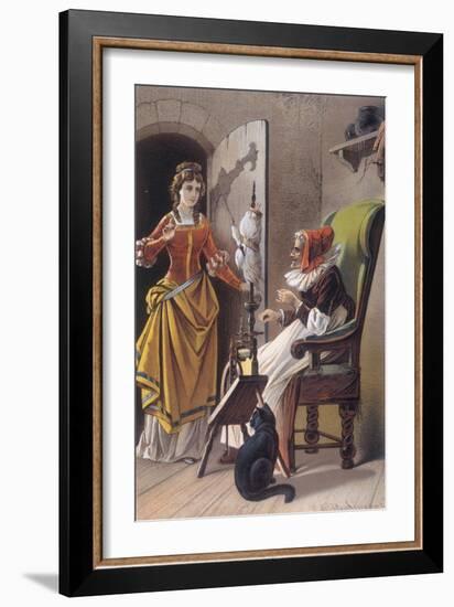 Sleeping Beauty: Aged 15, The Princess Meets an Old Woman Spinning-Carl Offterdinger-Framed Giclee Print