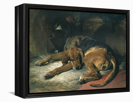 Sleeping Bloodhound-Edwin Henry Landseer-Framed Premier Image Canvas