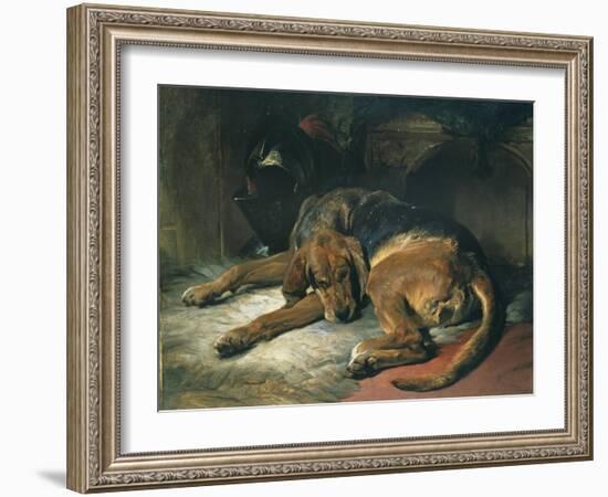 Sleeping Bloodhound-Edwin Henry Landseer-Framed Giclee Print