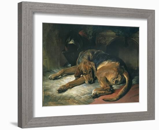 Sleeping Bloodhound-Edwin Henry Landseer-Framed Giclee Print