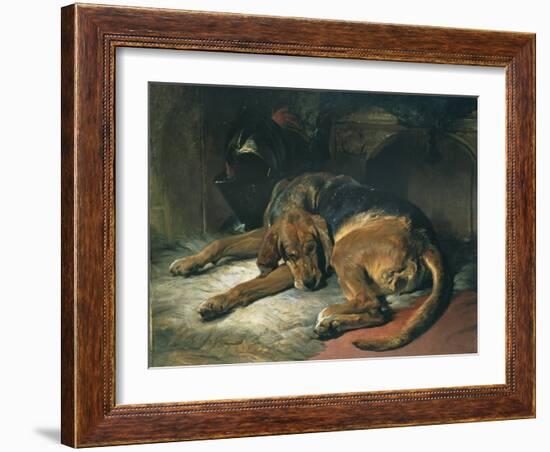 Sleeping Bloodhound-Edwin Henry Landseer-Framed Giclee Print