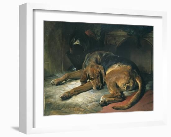 Sleeping Bloodhound-Edwin Henry Landseer-Framed Giclee Print