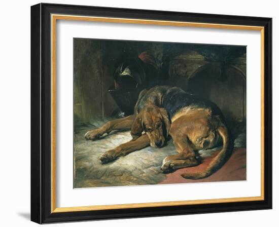 Sleeping Bloodhound-Edwin Henry Landseer-Framed Giclee Print