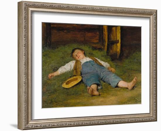 Sleeping Boy in the Hay, 1891-97-Albert Anker-Framed Giclee Print