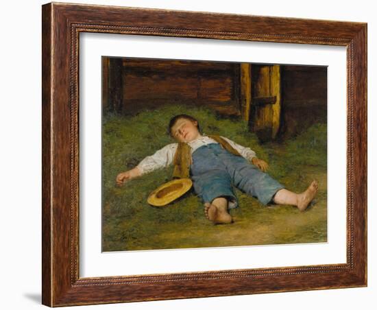 Sleeping Boy in the Hay, 1891-97-Albert Anker-Framed Giclee Print
