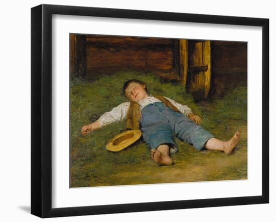 Sleeping Boy in the Hay, 1891-97-Albert Anker-Framed Giclee Print