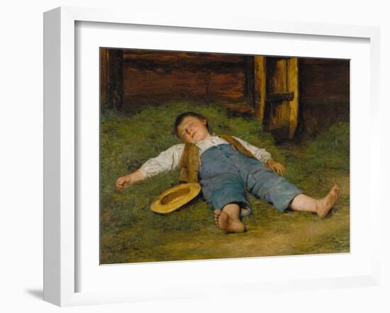 Sleeping Boy in the Hay, 1891-97-Albert Anker-Framed Giclee Print