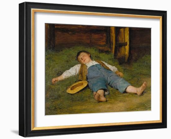 Sleeping Boy in the Hay, 1891-97-Albert Anker-Framed Giclee Print