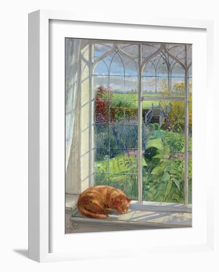 Sleeping Cat and Chinese Bridge-Timothy Easton-Framed Premium Giclee Print