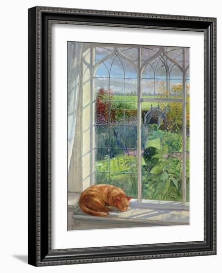 Sleeping Cat and Chinese Bridge-Timothy Easton-Framed Premium Giclee Print