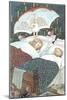 Sleeping Children with Umbrella-null-Mounted Art Print