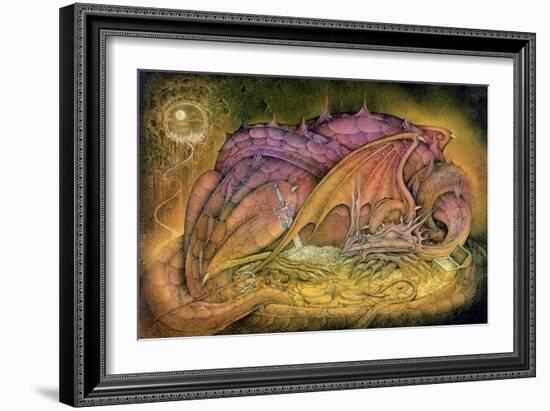 Sleeping Dragon on Gold Hoard-Wayne Anderson-Framed Giclee Print