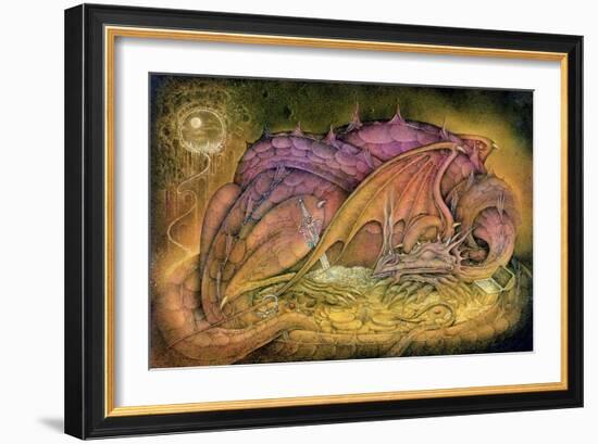 Sleeping Dragon on Gold Hoard-Wayne Anderson-Framed Giclee Print