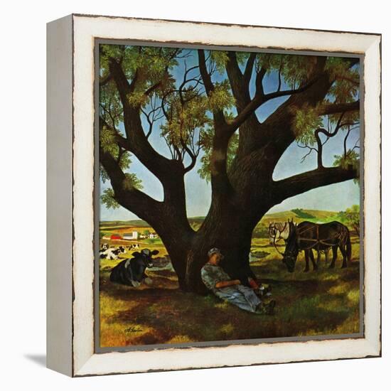 "Sleeping Farmer," August 23, 1947-John Atherton-Framed Premier Image Canvas