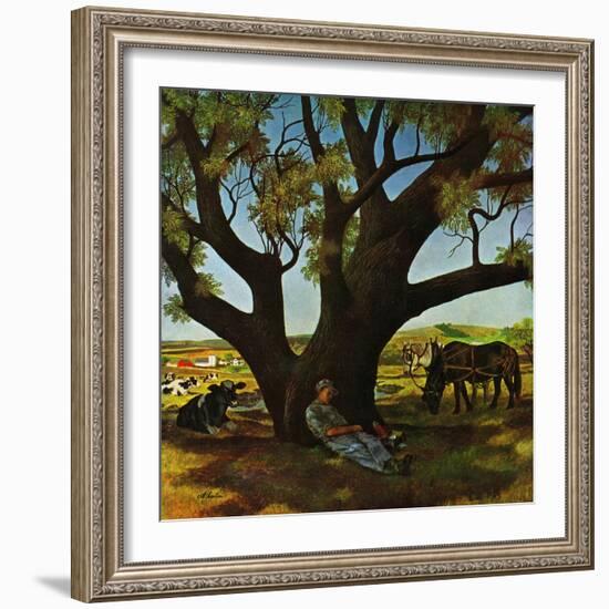 "Sleeping Farmer," August 23, 1947-John Atherton-Framed Giclee Print