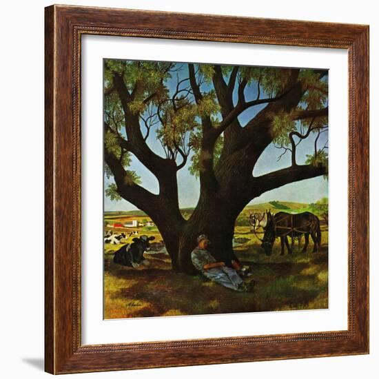 "Sleeping Farmer," August 23, 1947-John Atherton-Framed Giclee Print