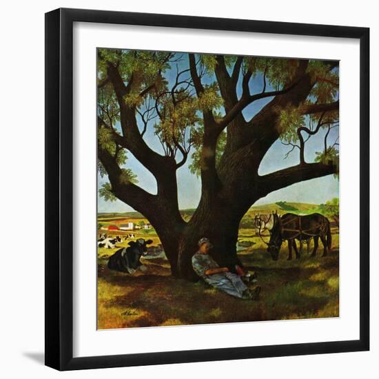 "Sleeping Farmer," August 23, 1947-John Atherton-Framed Giclee Print