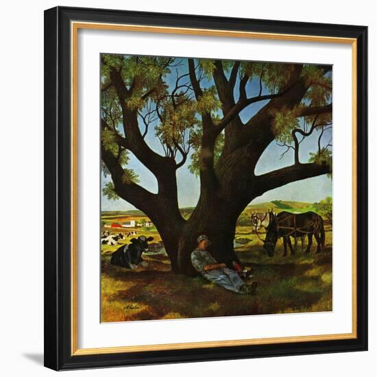 "Sleeping Farmer," August 23, 1947-John Atherton-Framed Giclee Print