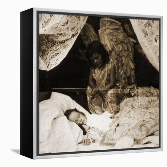 Sleeping Girl Being Watched over by Her Guardian Angel , 1898-null-Framed Premier Image Canvas