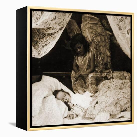 Sleeping Girl Being Watched over by Her Guardian Angel , 1898-null-Framed Premier Image Canvas