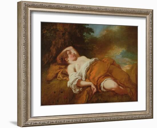 Sleeping Harvester (Oil on Canvas)-Jean Francois de Troy-Framed Giclee Print