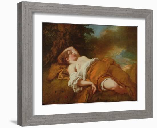 Sleeping Harvester (Oil on Canvas)-Jean Francois de Troy-Framed Giclee Print